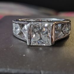 Genuine Certified Moissanite RING SET IN SILVER SIZE 5.5