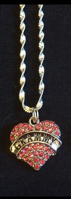 NEW Grammy Pink Charm on Sterling Silver Necklace