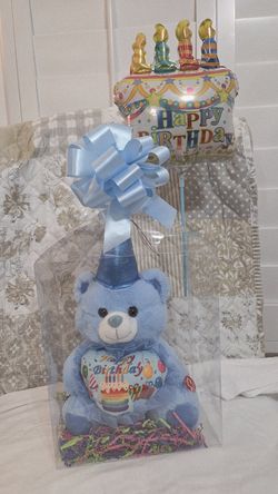Birthday Bear with balloon