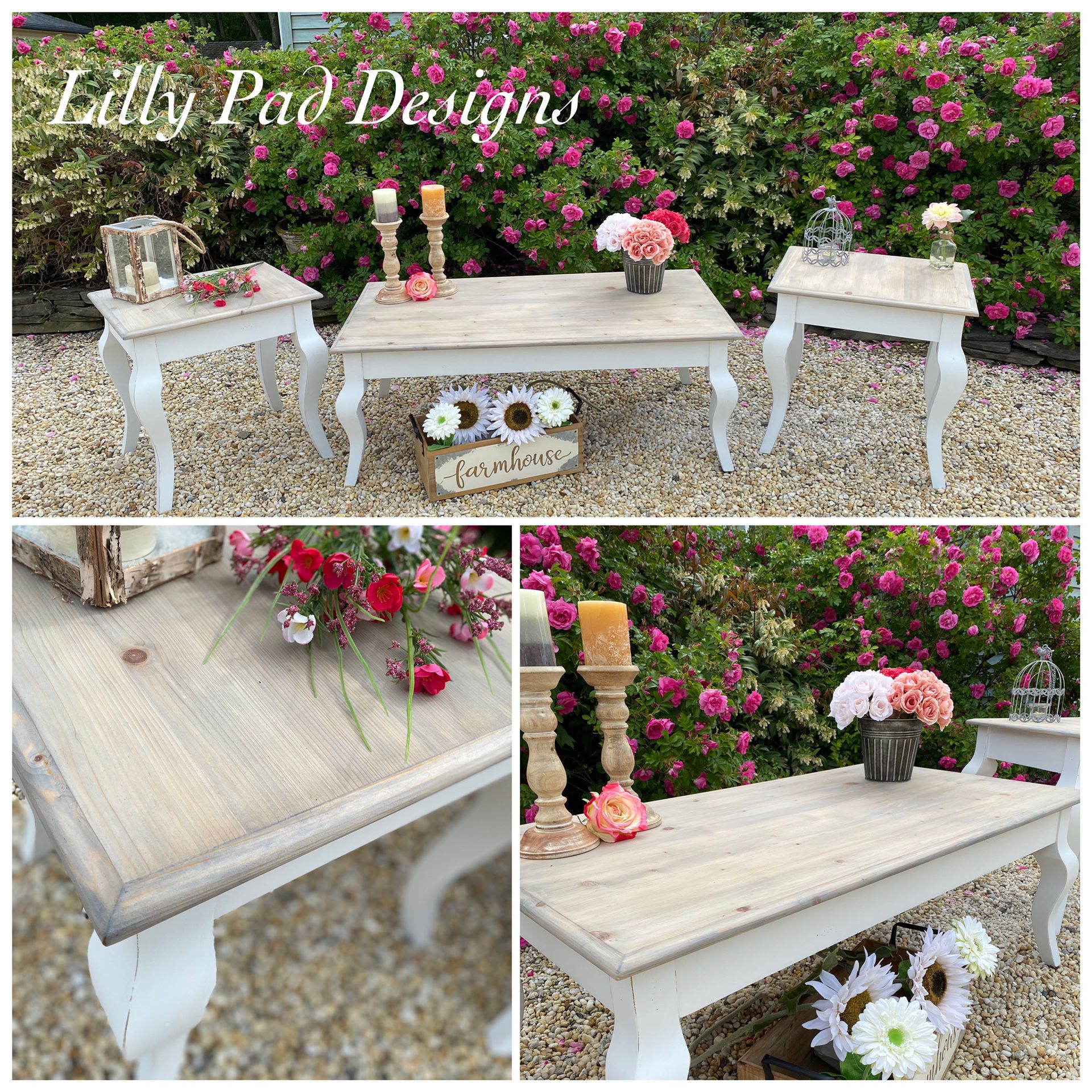 Farmhouse Costal Coffee Table and End Tables