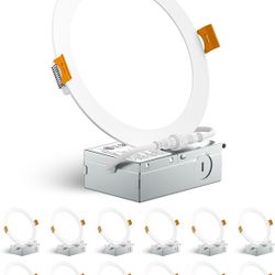 12 Pack 4 Inch Ultra-Thin LED Recessed Ceiling Light with Junction Box 5000K Dimmable Canless Recessed Lighting Wafer Downlight for Bedroom Living Roo