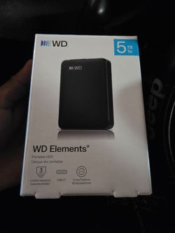 Western Digital Elements 5TB Portable Hard Drive for Windows USB C