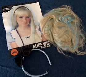 Child Alice Costume Wig Blonde/Blue with Headband