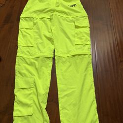 LAPP Neon Yellow Zip Off Cargo Pants Lightweight Reflective Tech Size M