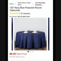 Navy Round 120 Table Cloth
