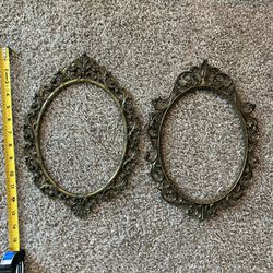 Antique Ornate Victorian Gothic Brass Frame Wall Hangings 