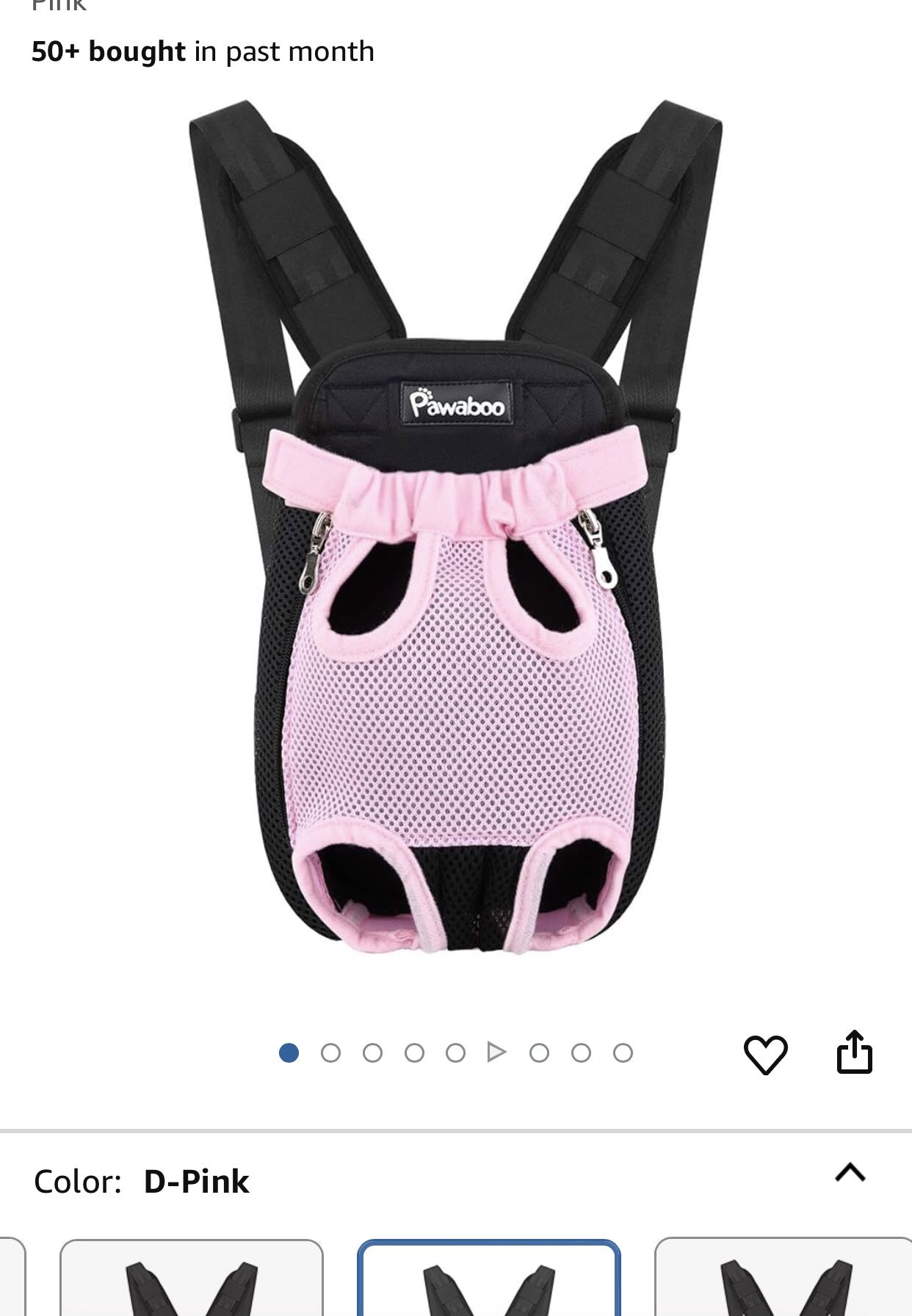 Pet Carrier Backpack New Size Small For Pets 4-8lb Available In Black Or Pink