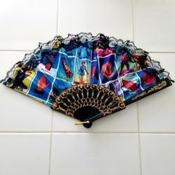 New Mexican Loteria Fan with Lace