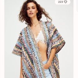 New Free People Upcycled Patchwork Kimono 