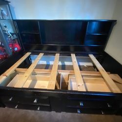 TWIN CAPTAIN BED REAL WOOD BLACK 