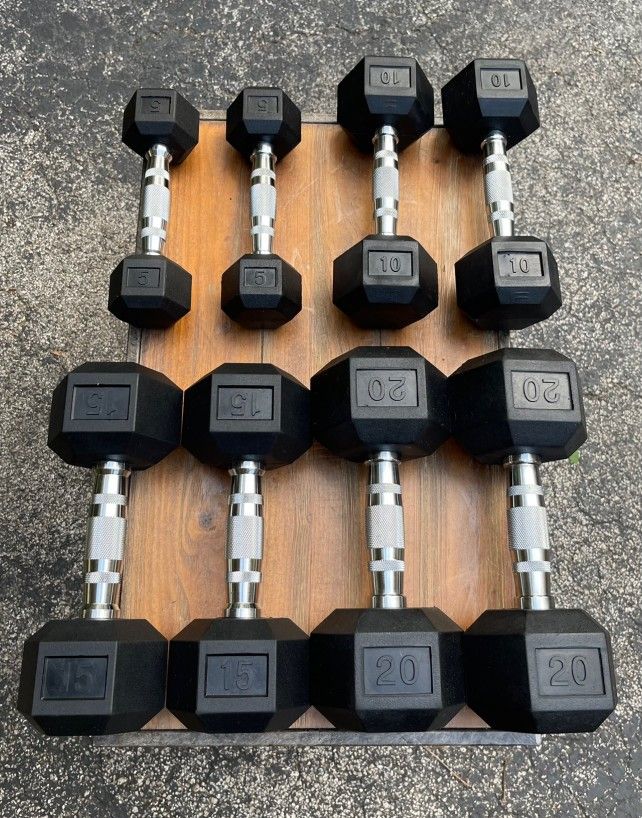 SET OF RUBBER DUMBBELLS (PAIRS OF) : 5s 10s 15s 20s