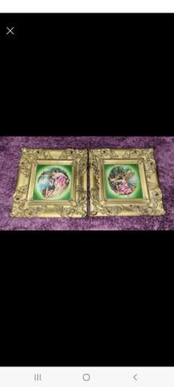 Signed Mulder Zoon Amsterdam Holland Boucher Tile Gold Gesso Frame