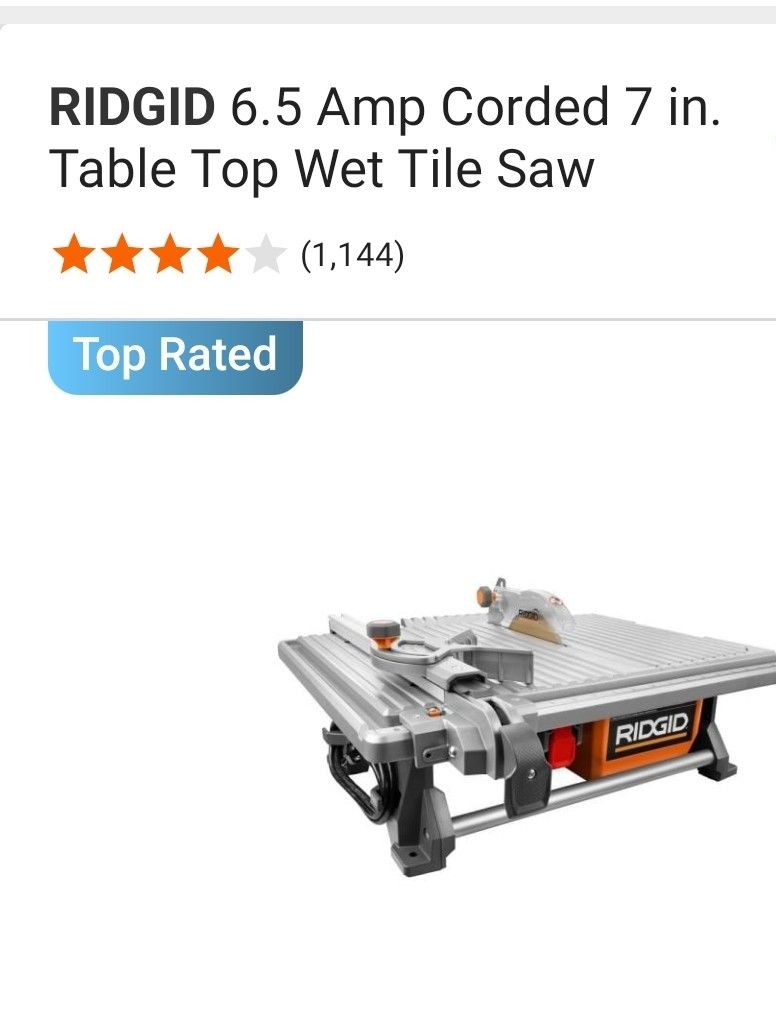 RIDGID 6.5 Amp Corded 7 in. Table Top Wet Tile Saw