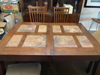 Slate Insert Dining Table W/ 6 Chairs