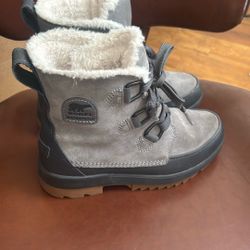 SOREL WOMENS TIVOLI IV WATERPROOF SUEDE BOOTS, THINSULATE QUARRY GRAY size 8.5