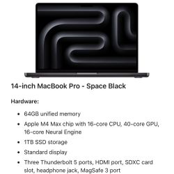 2024 M4 Max MacBook Upgraded GPU - $4178 Retail