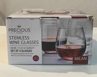 Precious Home Milan Stemless Wine Glasses Set of 4