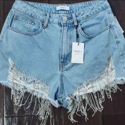 New rhinestone shorts size 26 (Small/Medium)