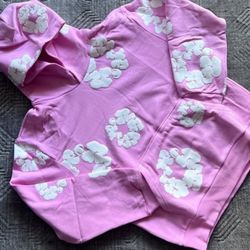 Pink Denim Tear Hoodie 