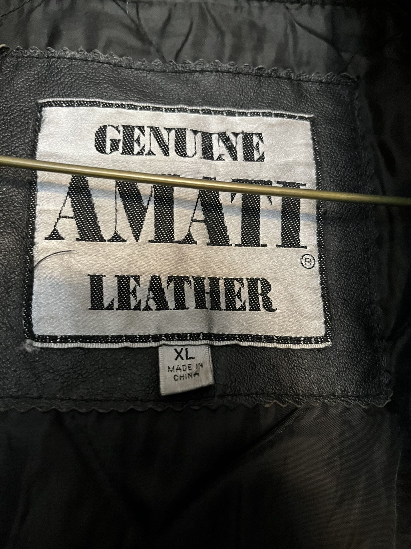 Amati Genuine Leather Jacket/Wool Sleeves & Collar