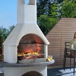 Concrete Outdoor Fireplace by Big Horn Outdoors Valenzia 79.9" H