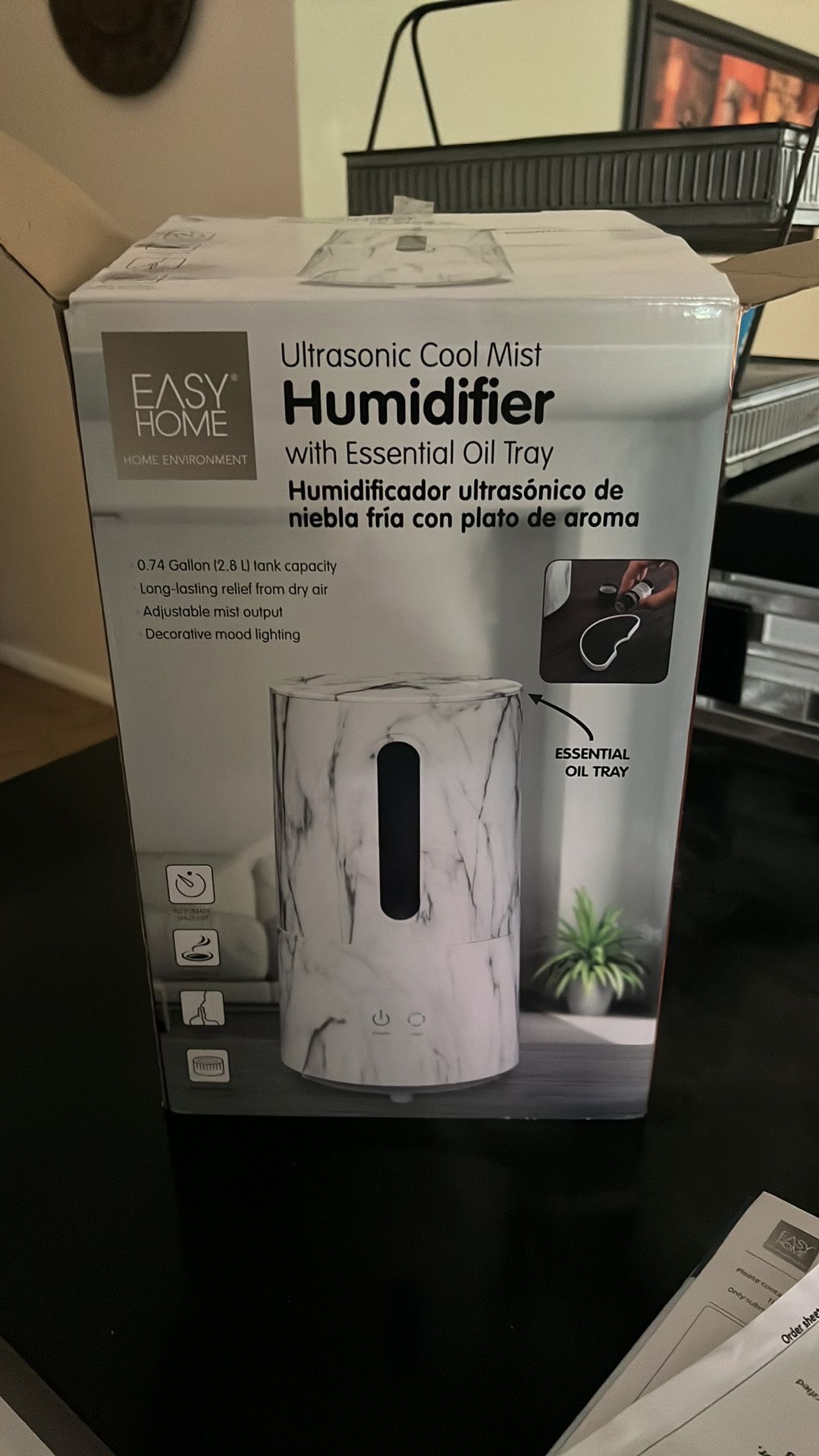 Easy Home Cool Mist Ultrasonic Marble Print Humidifier Diffuser