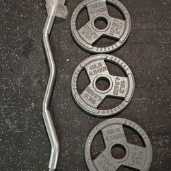 Curl Bar And Weights 