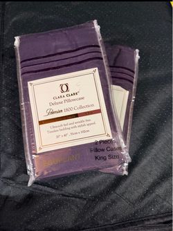 Clara Clark Premier 1800 Collection King Size Pillowcases - Eggplant