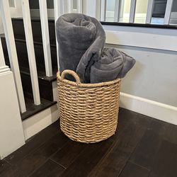 Two super soft blankets and basket