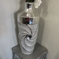 Silver Vase With White Flowers