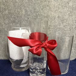 3 Clear Glass Vases