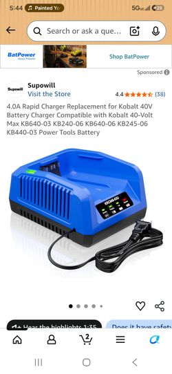 Brand New In Box 4.0A Rapid Charger Replacement for Kobalt 40V Battery Charger