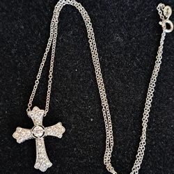 Vanna K Sterling Silver Cross Pendant Necklace, 18"