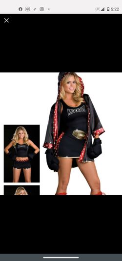 Never worn Deluxe high-quality costume boxer babe will fit large to XXL very stretchy can wear several different ways