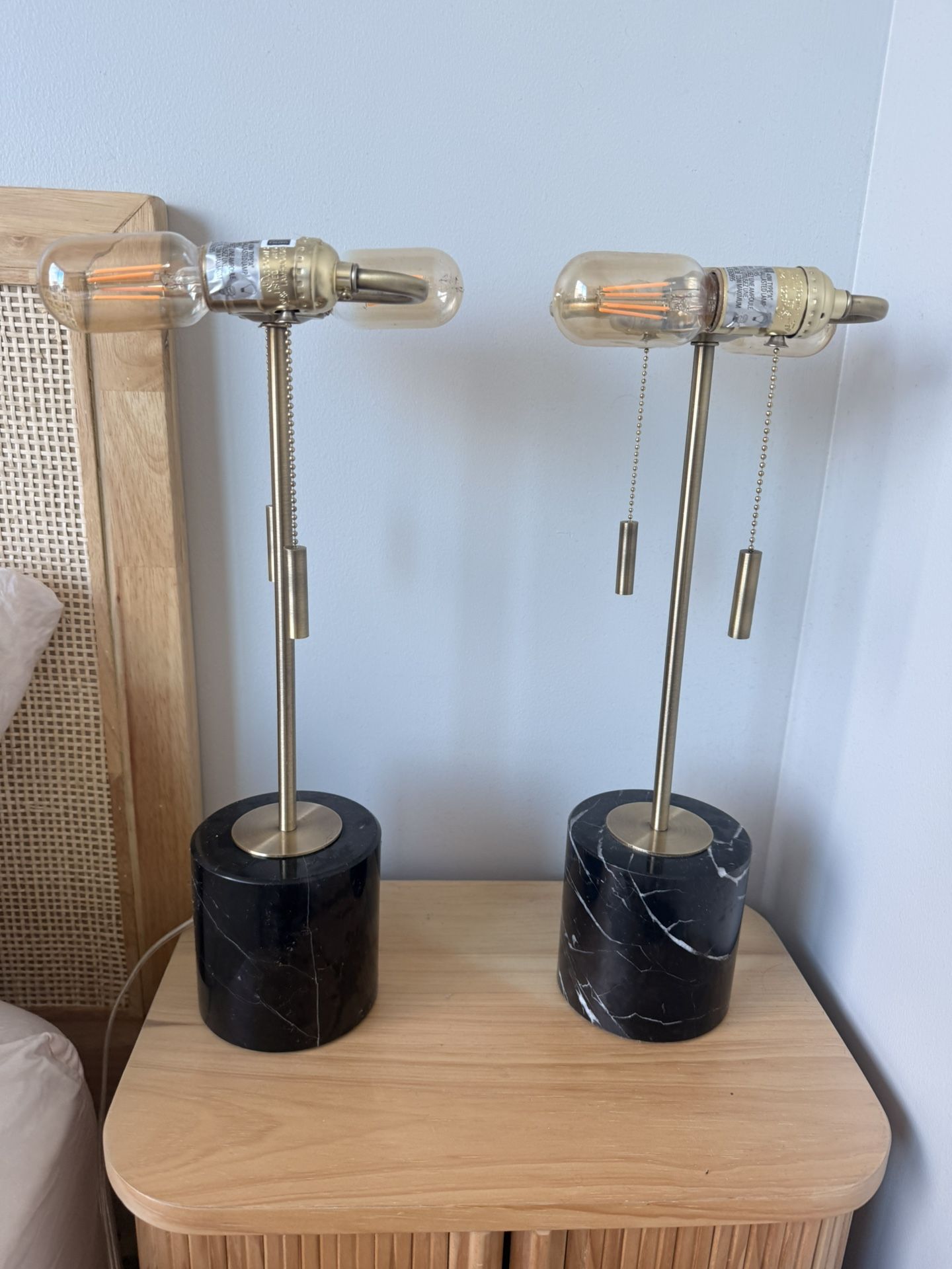 Pair(2) West Elm Marble Nightstamp lamps