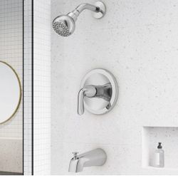 Aldean Chrome 1-handle Wall-mount Low-arc Bathtul Faucet with Hand Shower ( Valve Included