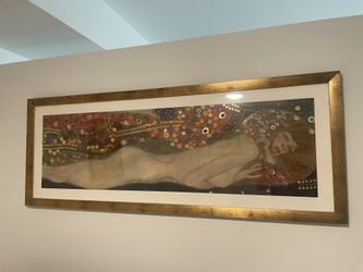 Framed Gustav Klimt “Water Serpents II” Panoramic Print