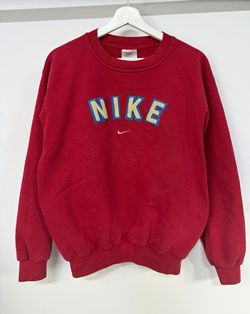 Vintage 90's Nike Red Crewneck Sweatshirt Felted Embroidery