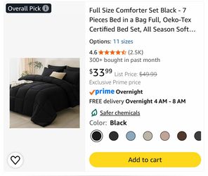 Full Size Comforter Set Black - 7 Pieces