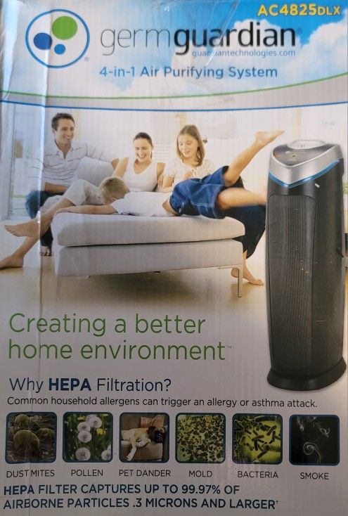 GermGuardian AC4825DLX- Air Purifier Tower with HEPA Filter & UV-C