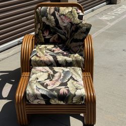 Mid century modern rattan pretzel shape 4strand chair with ottoman great shape