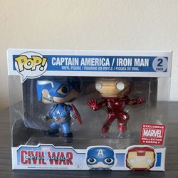 VAULTED EXCLUSIVE 2-Pack Captain America Iron Man Civil War Funko Pop Marvel MCU