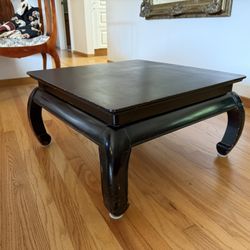 Black Chow Table with Glass Top Circa 1960