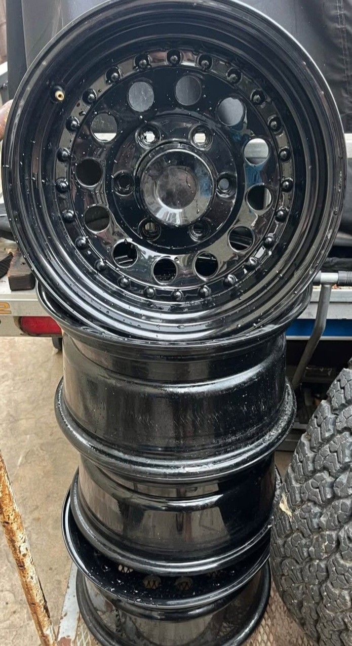 6lug Toyota 15x8 Powder Coated Black Rims (4)
