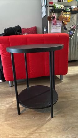 Black 2-Tier Round Side Table
