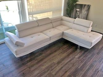 White leather sectional sofa