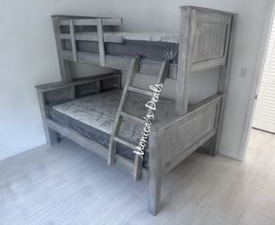 Solid Wood Twin/Full Bunk Bed With Both Mattresses $880