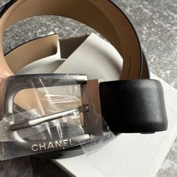 Chanel Black Leather Classic Buckle Belt 95cm 38 ITALY U16 NEW NWOT *AUTHENTIC*
