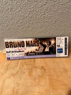 Bruno Mars Novelty Ticket. Sofi Stadium