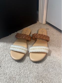 Brown and white sandals both womens 8 1/2